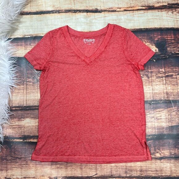 $5 SALE Mudd Roadtrip Tee Red V Neck T Shirt - Picture 1 of 6